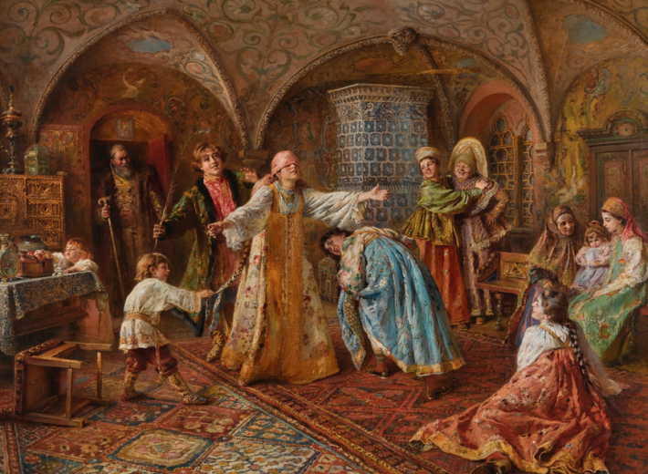Painting by Konstantin Egorovich Makovsky in an auction selling Russian paintings