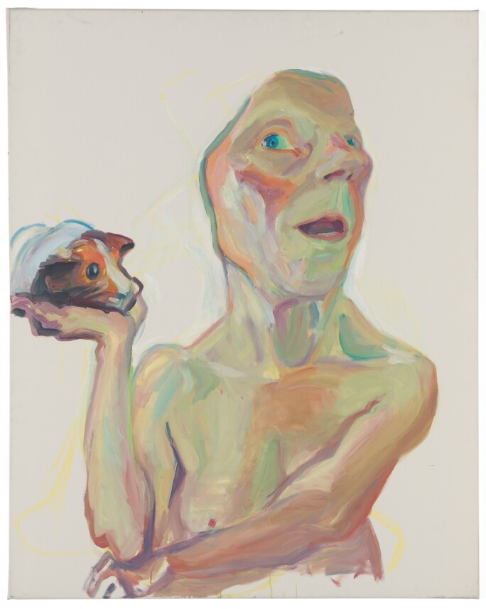Maria-Lassnig,-Selbst-mit-Meerschweinchen,-2000.-Particuliere-collectie.-Courtesy-Hauser-&-Wirth-Collection-Services.jpg