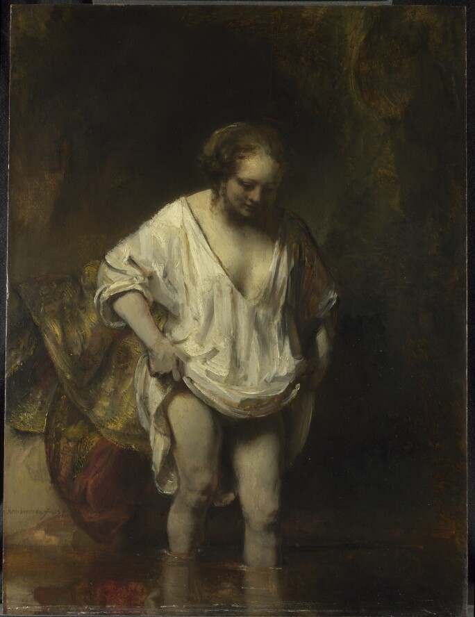 A Woman Bathing by Rembrandt