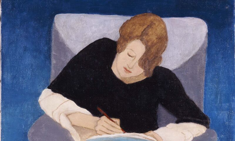 Dame im Sessel schreibend, 1929, oil on canvas, 61,5 x 46 cm, Gabriele Munter -und Johannes Eichner-Stiftung, Munchen / VISDA 2018, Photo: Stadtische Galerie im Lenbachhaus und Kunstbau, Munchen)