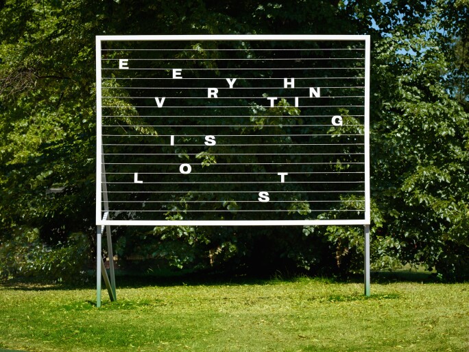 Tim Etchells, Everything is Lost, 2018, from Vitrine Gallery at Frieze Sculpture 2018