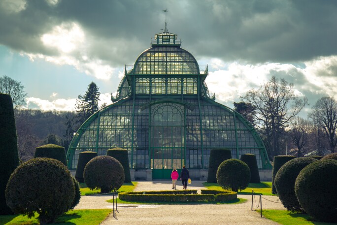 Palm House Schönbrunn Palace, View of Exterior in the Garden.