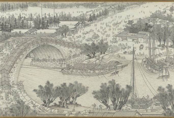 Shen Yuan, Along the river during the Qingming Festival (detail), Qing dynasty 1644–1911