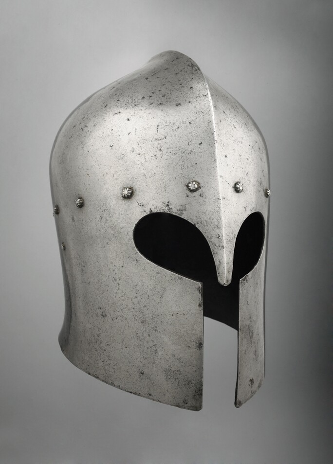 Sallet in the 'Corinthian' style. Probably made in Brescia by Pietro de Castello. North Italian, c. 1470.