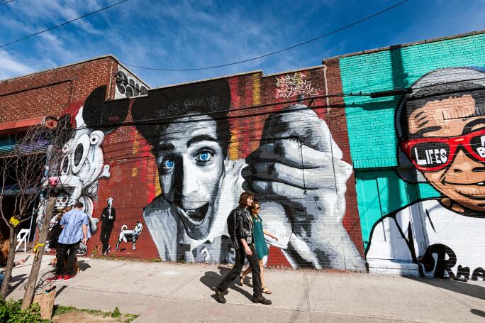The Bushwick neighborhood in Brooklyn, New York City, is known for it's street art, graffiti murals, the Bushwick Collective.. Image shot 2015. Exact date unknown.