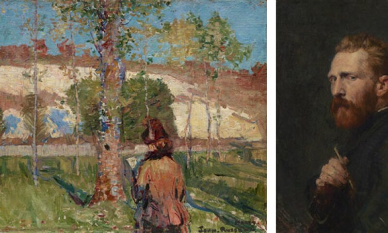 Left to right: John Russell Madame Sisley on the banks of the Loing at Moret 1887, Art Gallery of New South Wales; John Russell Vincent van Gogh 1886, Van Gogh Museum, Amsterdam (Vincent van Gogh Foundation)