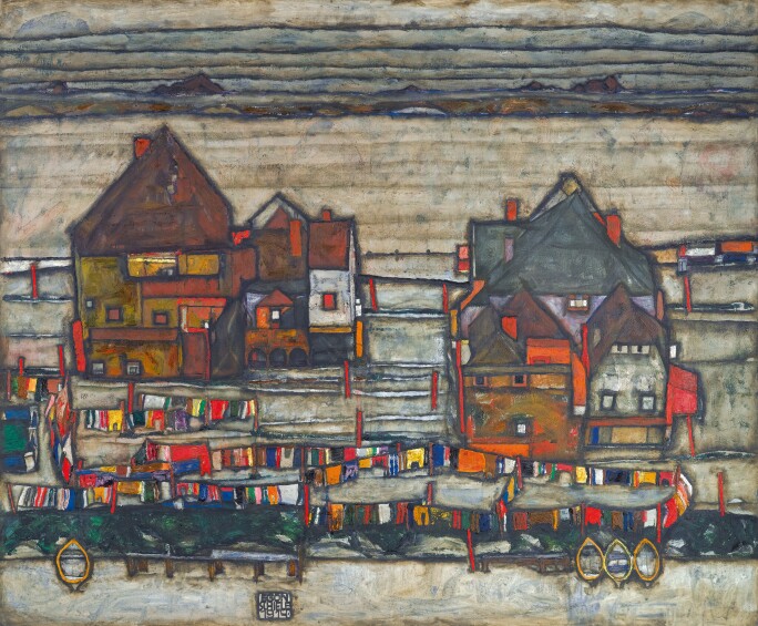 Egon Schiele, Häuser mit bunter Wäsche (Vorstadt II)