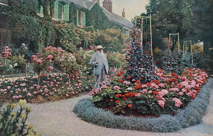 Claude Monet in the garden of his house at Giverny, France, 10 April 1905.