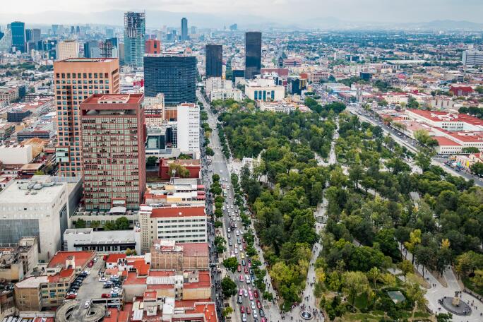Aerial view of Mexico City Alameda Central Park - Mexico