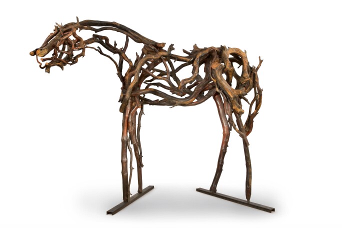 A Deborah Butterfield horse sculpture commissioned for the Williams family