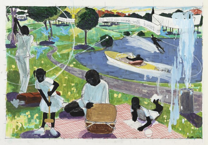 Kerry James Marshall, Study for Past Times, 1997. Estimate $900,000–1,200,000.