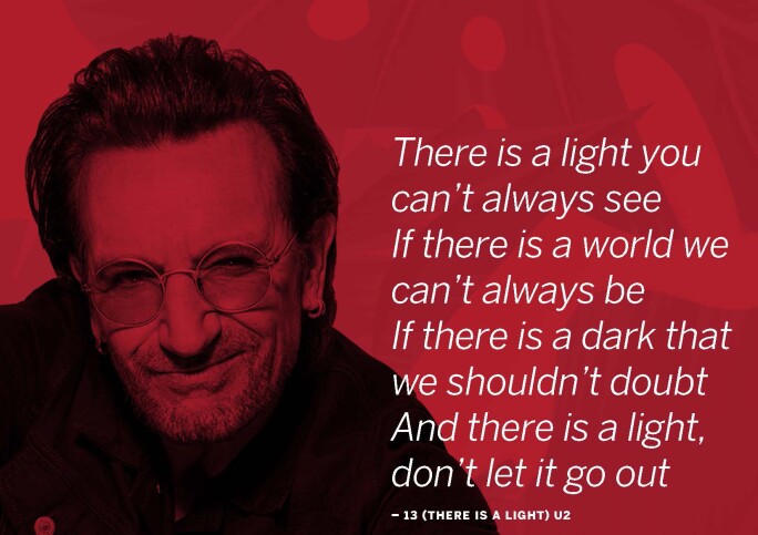 Bono with song lyrics