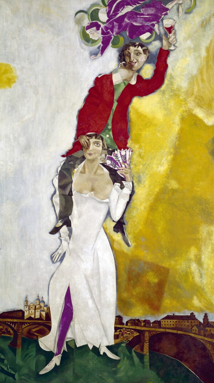 Marc Chagall, Double Portrait with Glass of Wine, 1917–18.