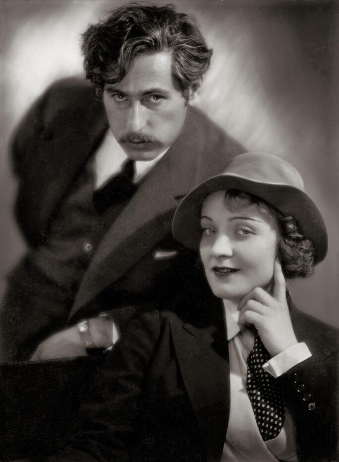 Josef von Sternberg and Marlene Dietrich in Germany. Photograph. 1930