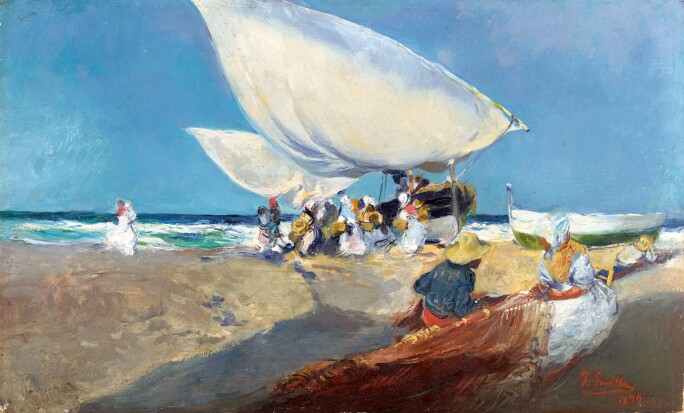 JOAQUÍN SOROLLA, MENDING THE NETS, 1899
