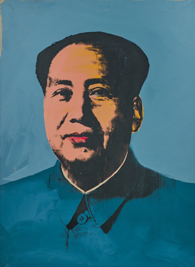 Images of Chairman Mao with blue shirt on a blue background.