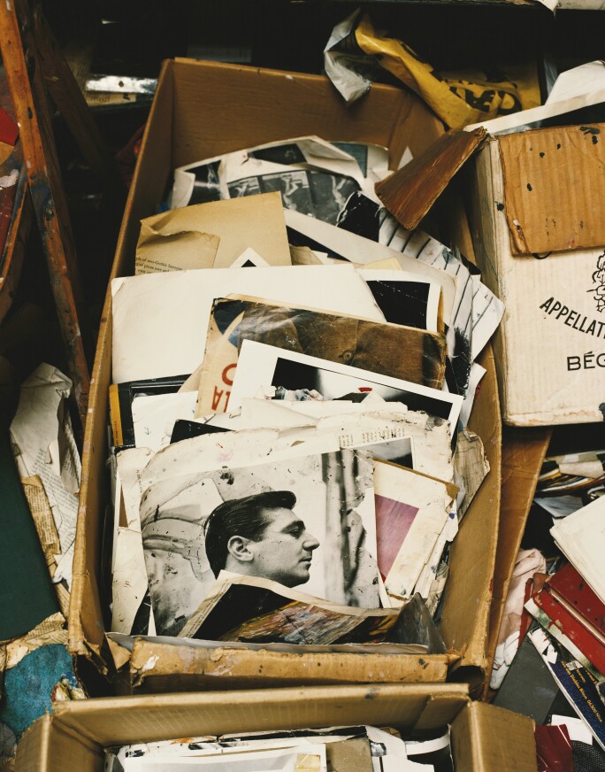 Francis Bacon’s studio, featuring a photograph of George Dyer