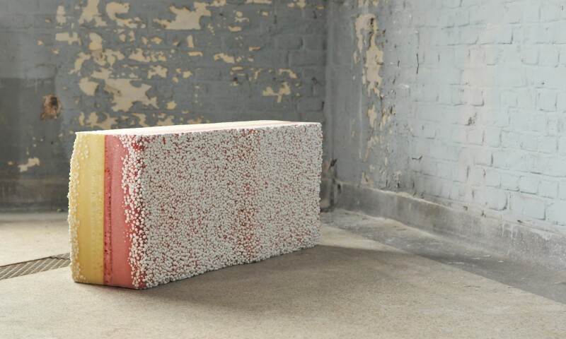 Bench, Yellow-Rosa Pie Cut with Crumbs