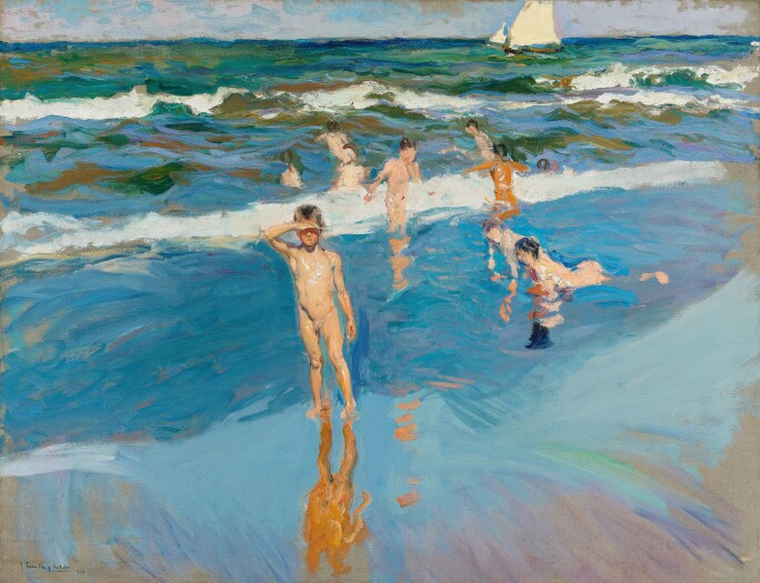 JOAQUÍN SOROLLA, CHILDREN IN THE SEA, VALENCIA BEACH, 1908