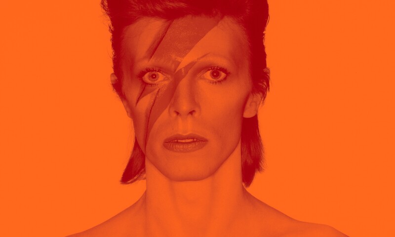 Photograph from the album cover shoot for Aladdin Sane, 1973