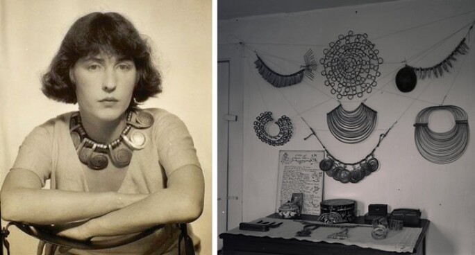 Alexander Calder's wife Luisa and some of the jewels he designed for her