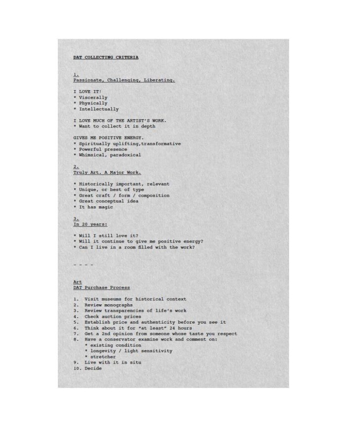 David Teiger's list of collecting principles