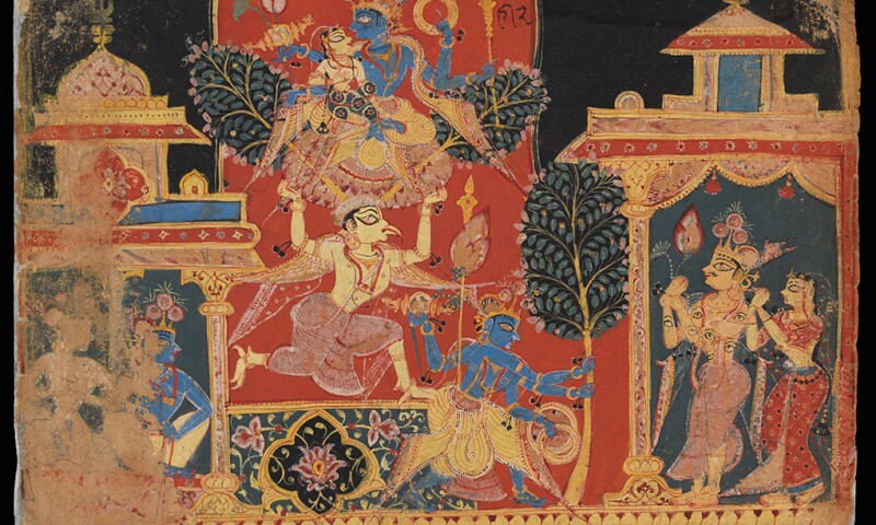 Krishna Uprooting the Parijata Tree