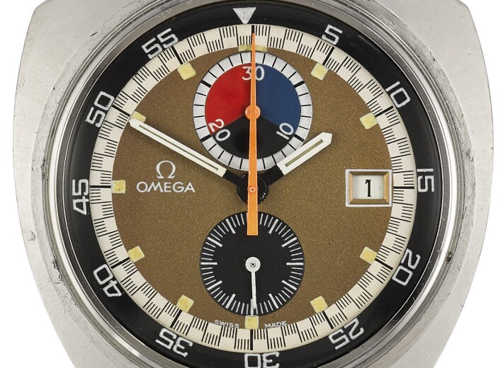 An Omega Bullhead dial in an auction selling Omega watches