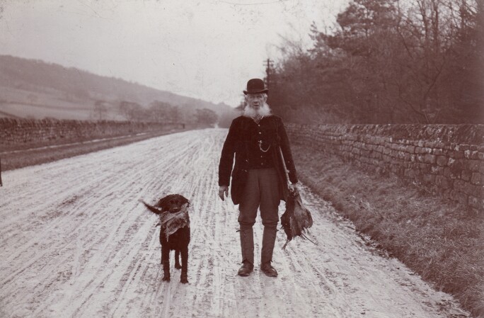 Chatsworth Gamekeeper Ben Stone with his gundog late1800s. Credit Devonshire Collection_.jpg